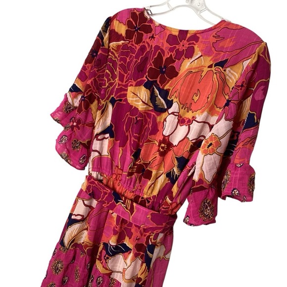 Anthropologie Fig And Flower Estilo Dress Sz L Pink Maxi Prairie Easter NWT - Picture 7 of 12